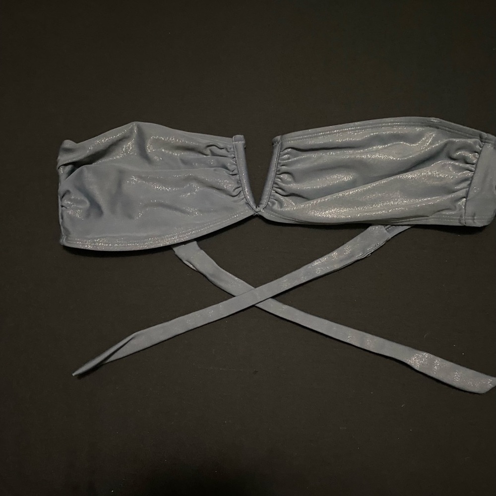 Dark Gray Shimmer Bandeau Bikini Top S